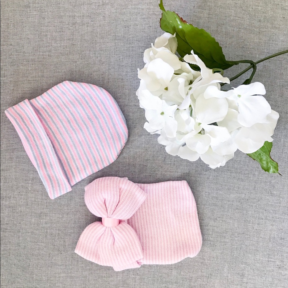 Set of 2 Baby Girl Newborn Hats
